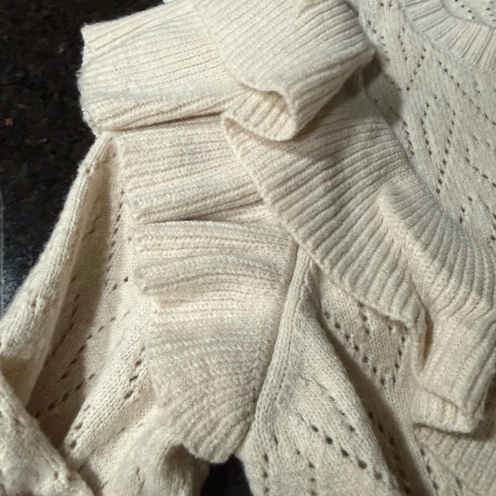 Bagatelle Ivory Ruffle Knit Cardigan - Picture 8 of 10
